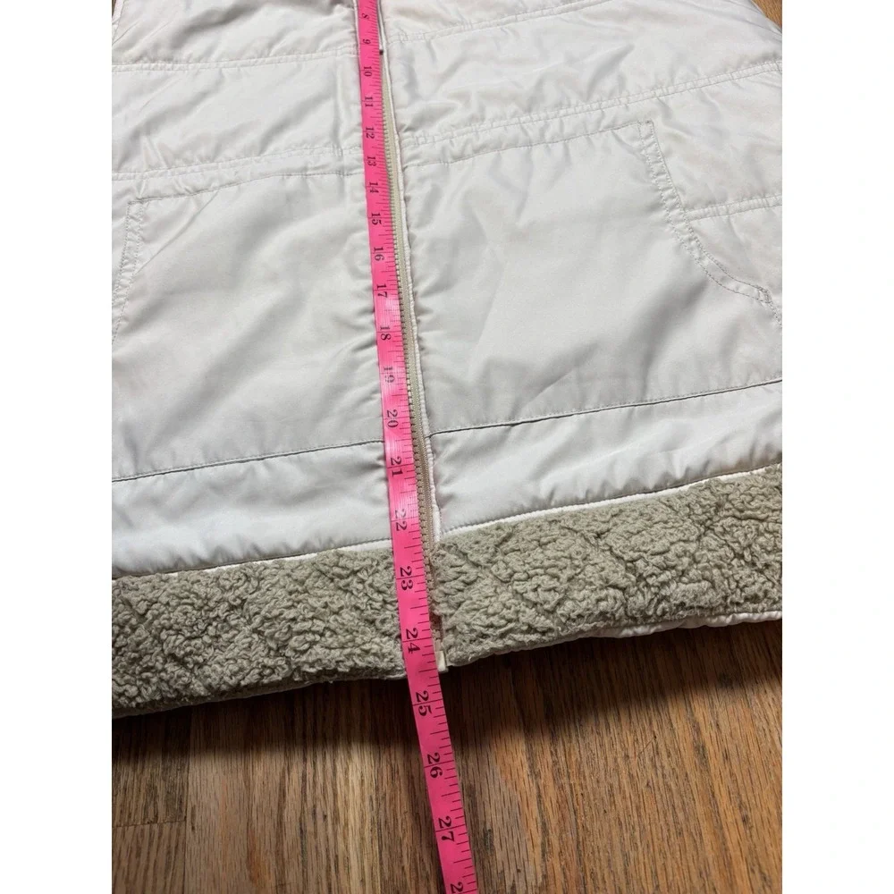 Patagonia Los Gatos Hooded Vest Women's Sz Medium‎ Reversible Sheep Fleece Cream - Picture 6 of 7